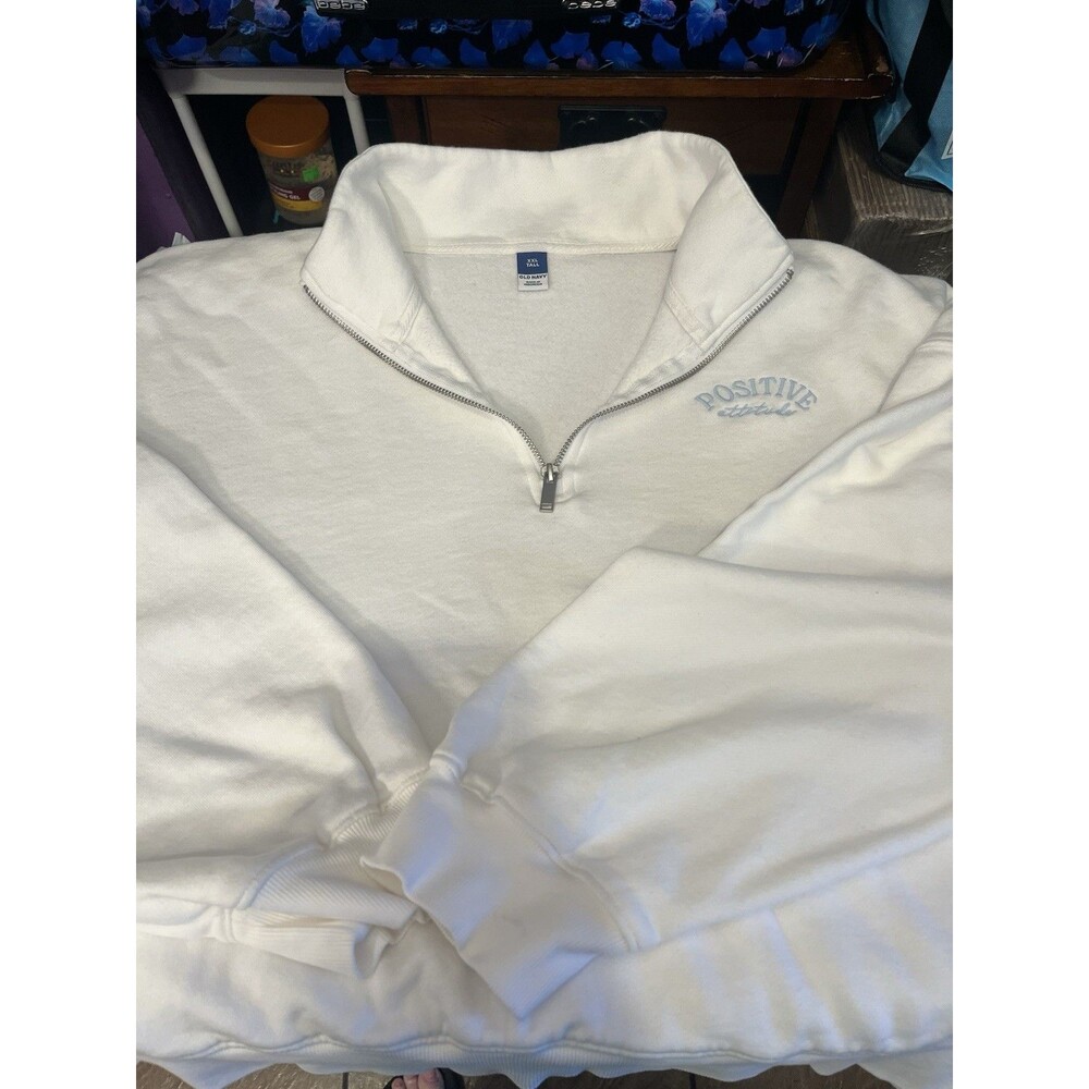 Crop Sweatshirt Old Navy White XXL Positive Attitude